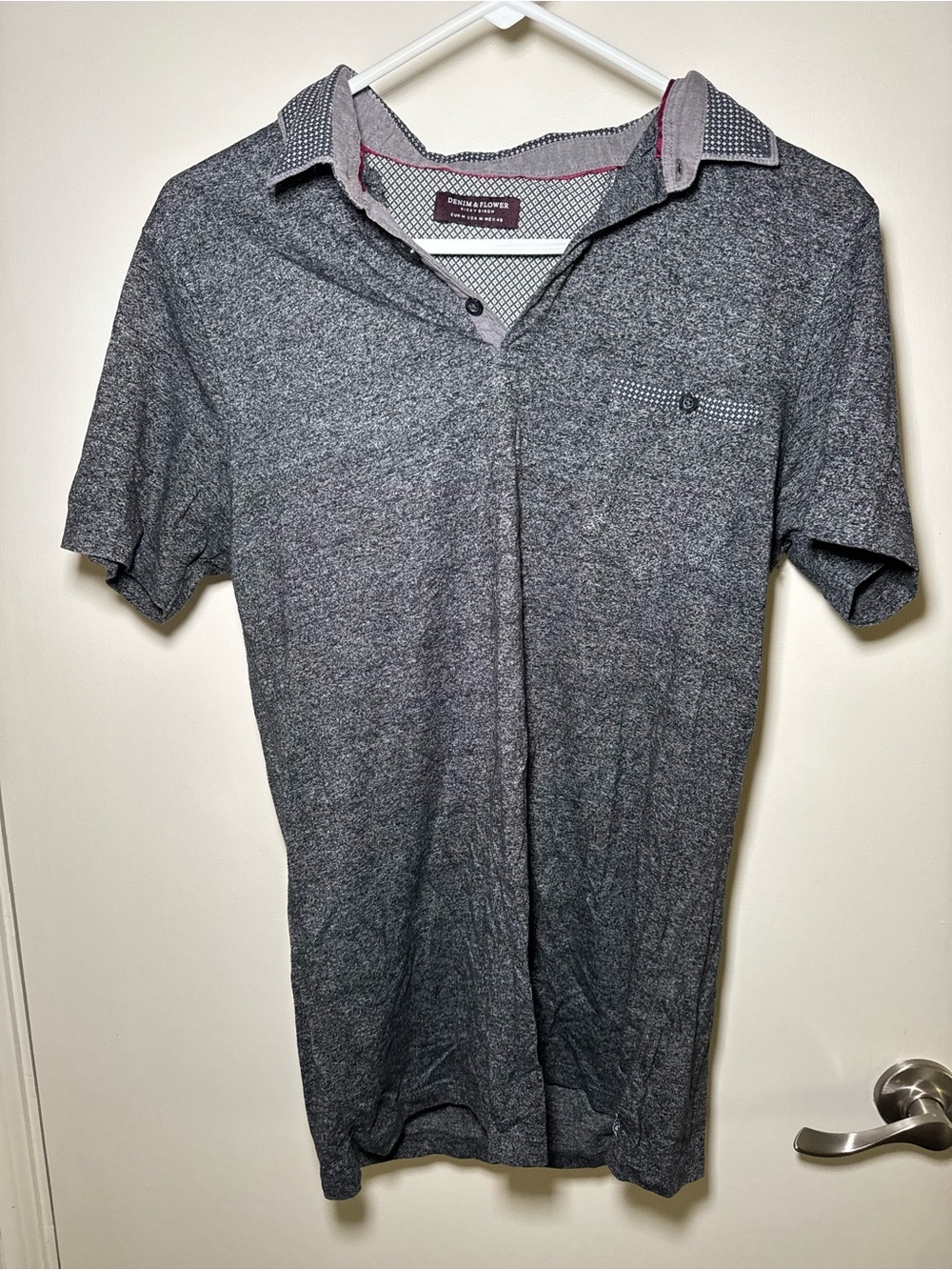 Grey Heather Men's Polo with Contrast Trim